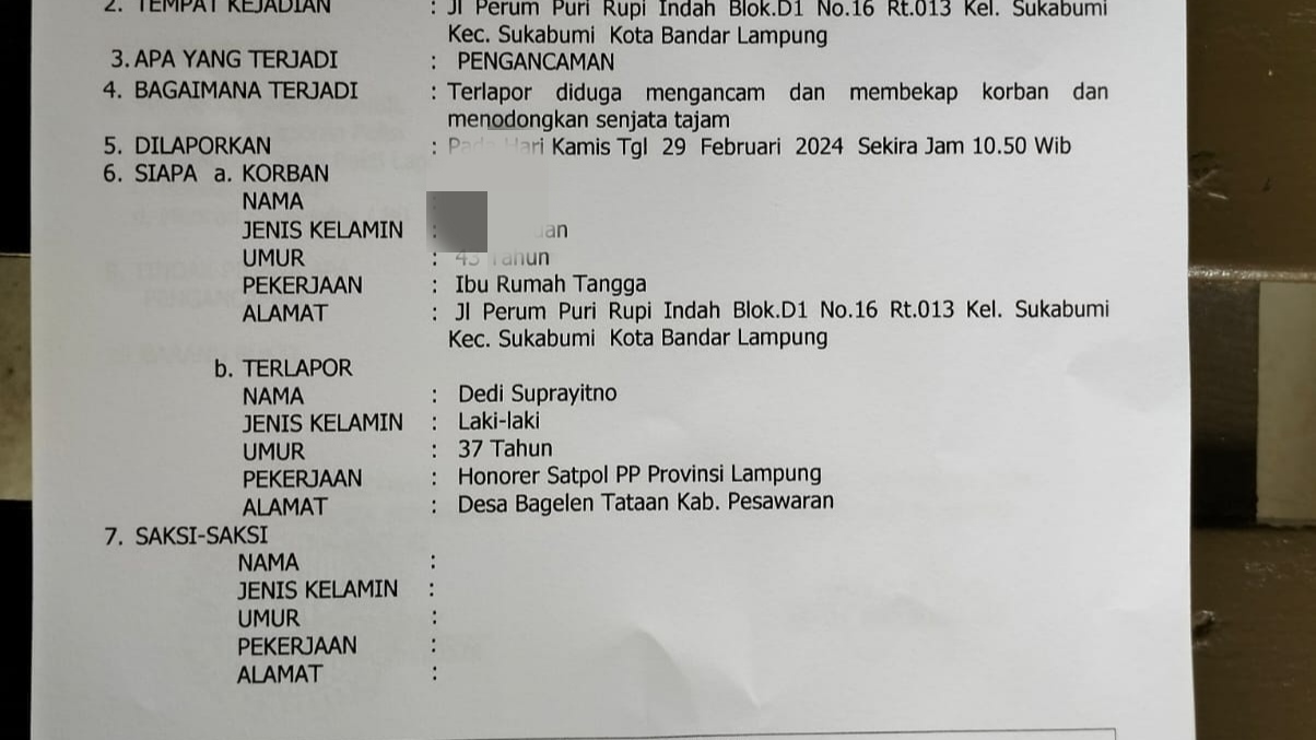 Oknum Satpol PP Lampung Serang Warga dengan Sajam, Korban Lapor Polisi!